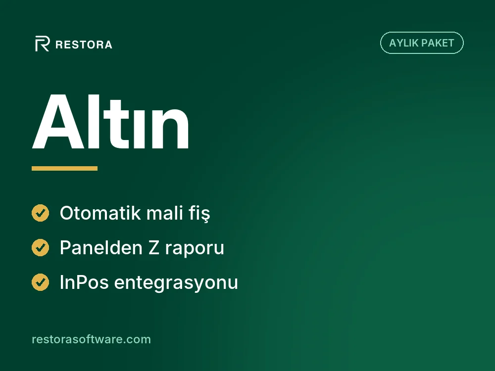 Restora Altın Paketi – Otomatik Mali Fiş ve Z Raporu, InPos Yazarkasa Entegrasyonu – görsel 1