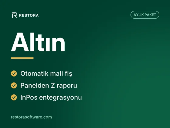 Restora Altın Paketi – Otomatik Mali Fiş ve Z Raporu, InPos Yazarkasa Entegrasyonu