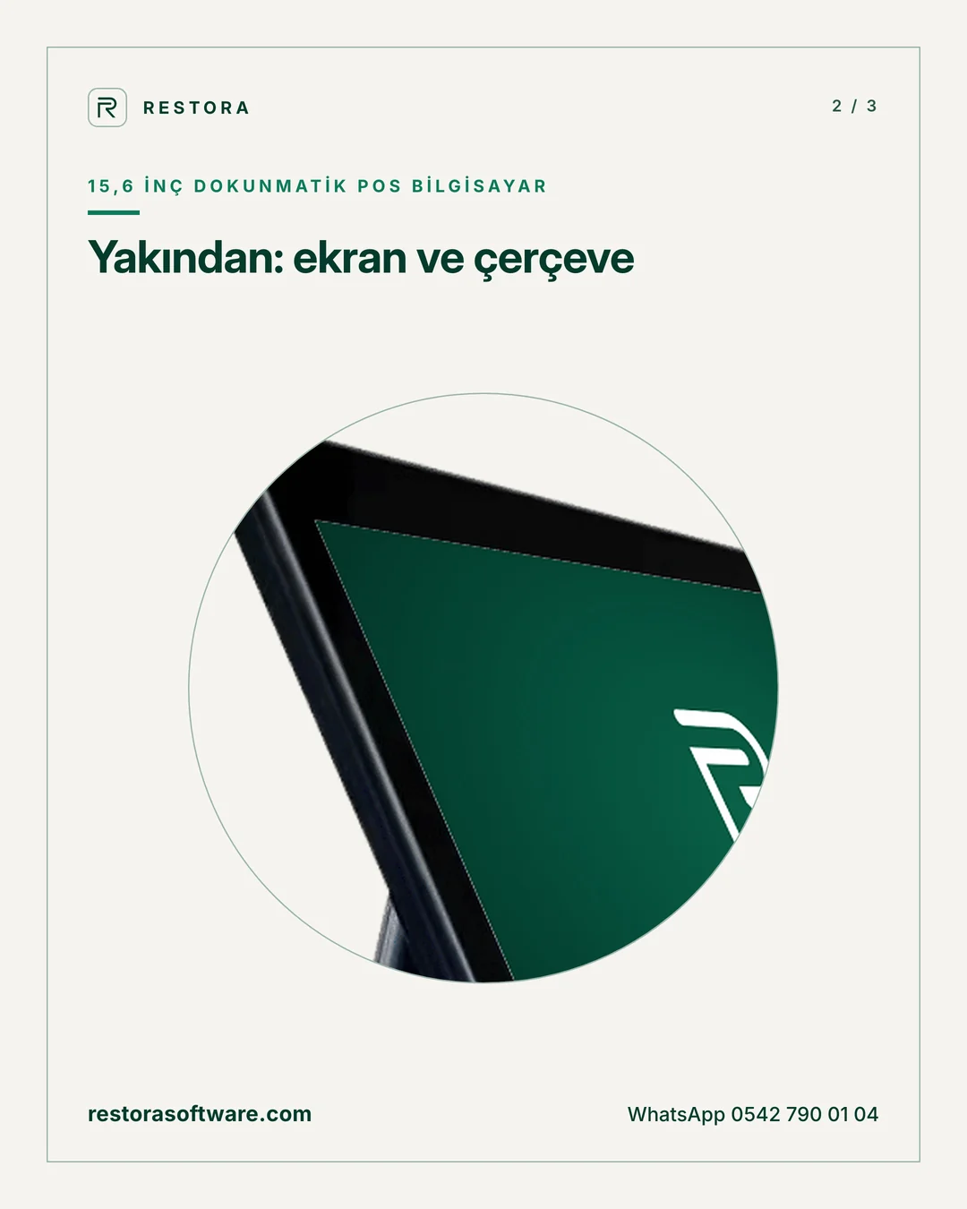 15,6 inç dokunmatik POS bilgisayar: Yakından: ekran ve çerçeve