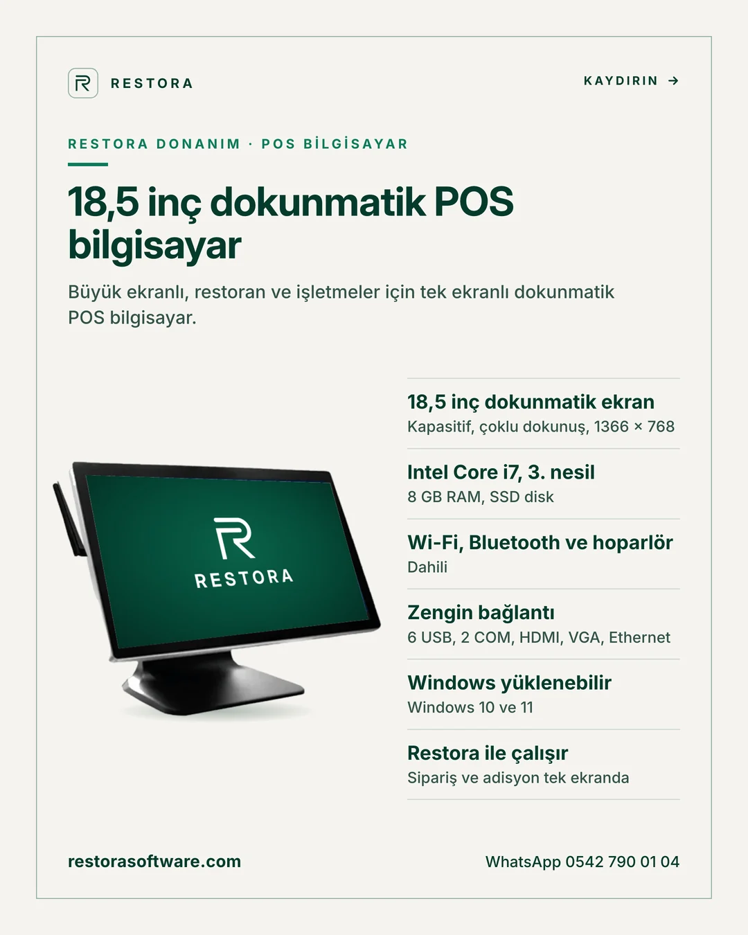 18,5 inç dokunmatik POS bilgisayar: tanıtım