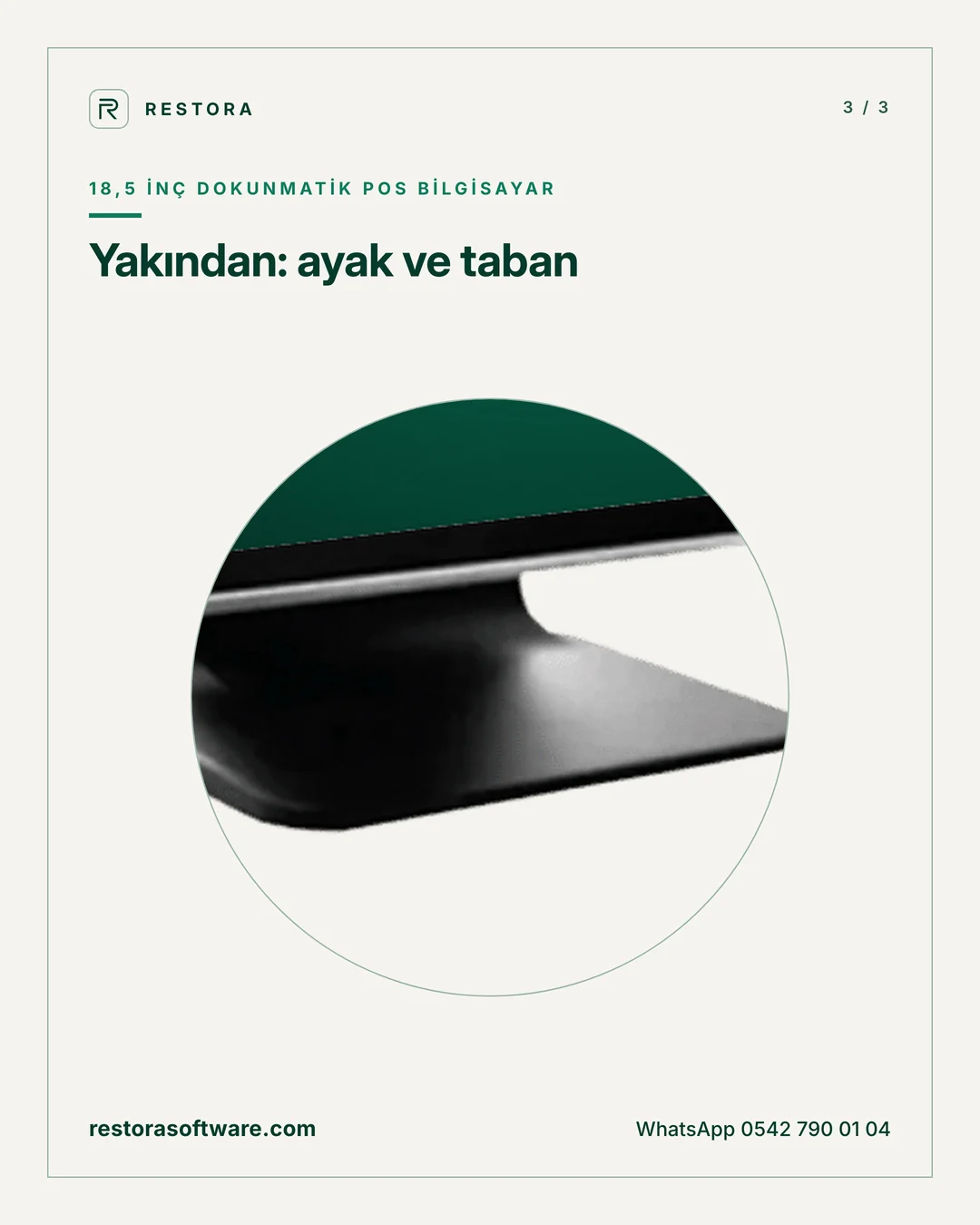 18,5 inç dokunmatik POS bilgisayar: Yakından: ayak ve taban