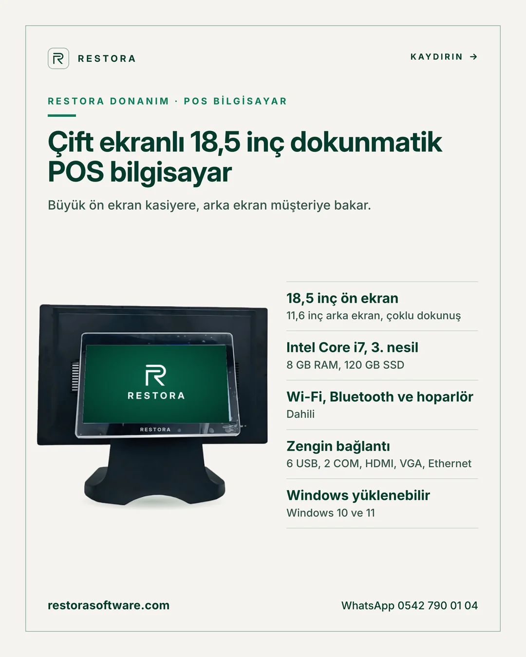 Çift ekranlı 18,5 inç dokunmatik POS bilgisayar: tanıtım