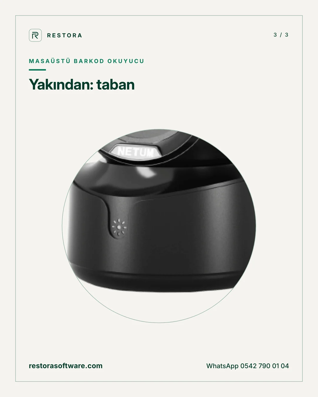 Masaüstü barkod okuyucu: Yakından: taban