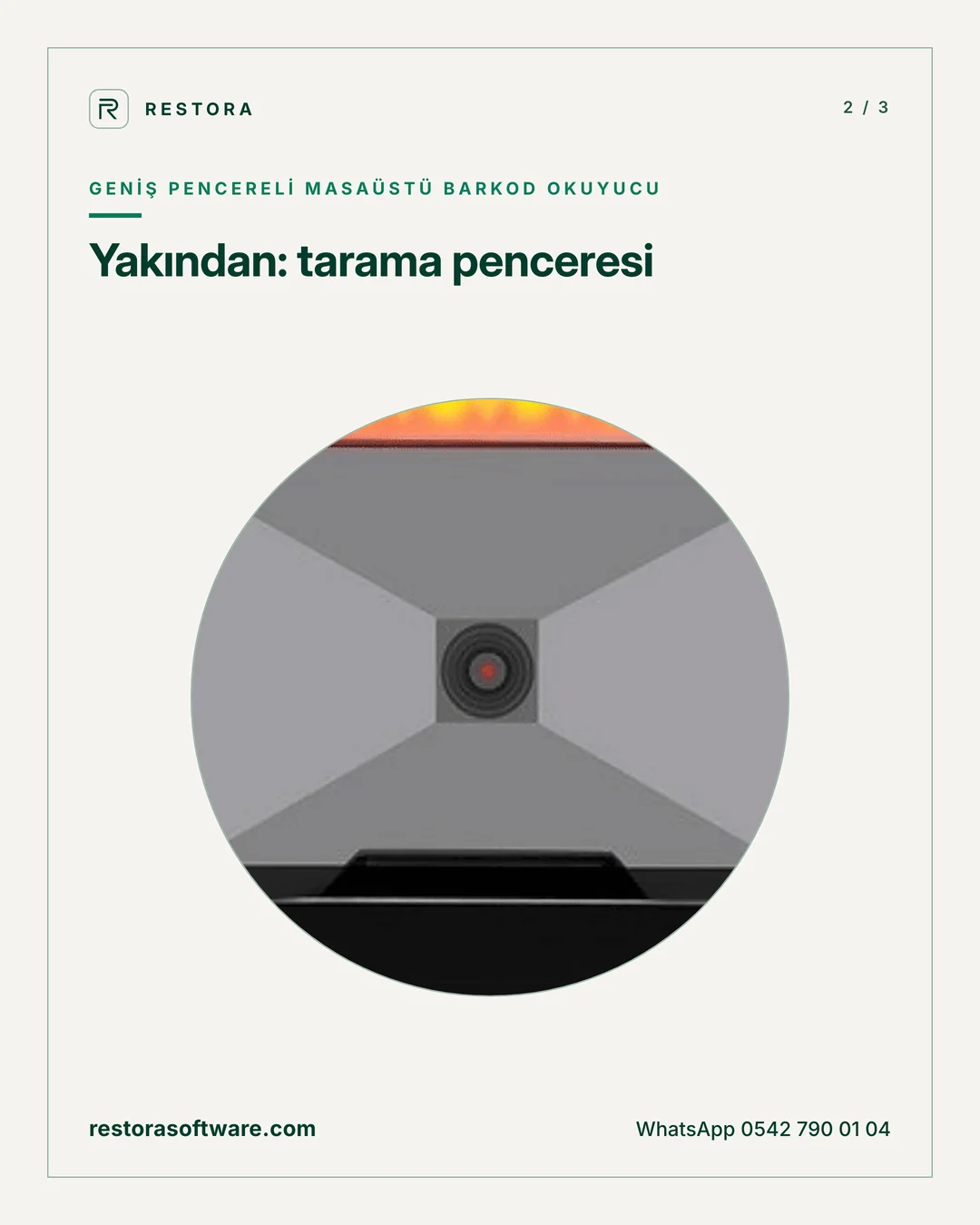 Geniş pencereli masaüstü barkod okuyucu: Yakından: tarama penceresi