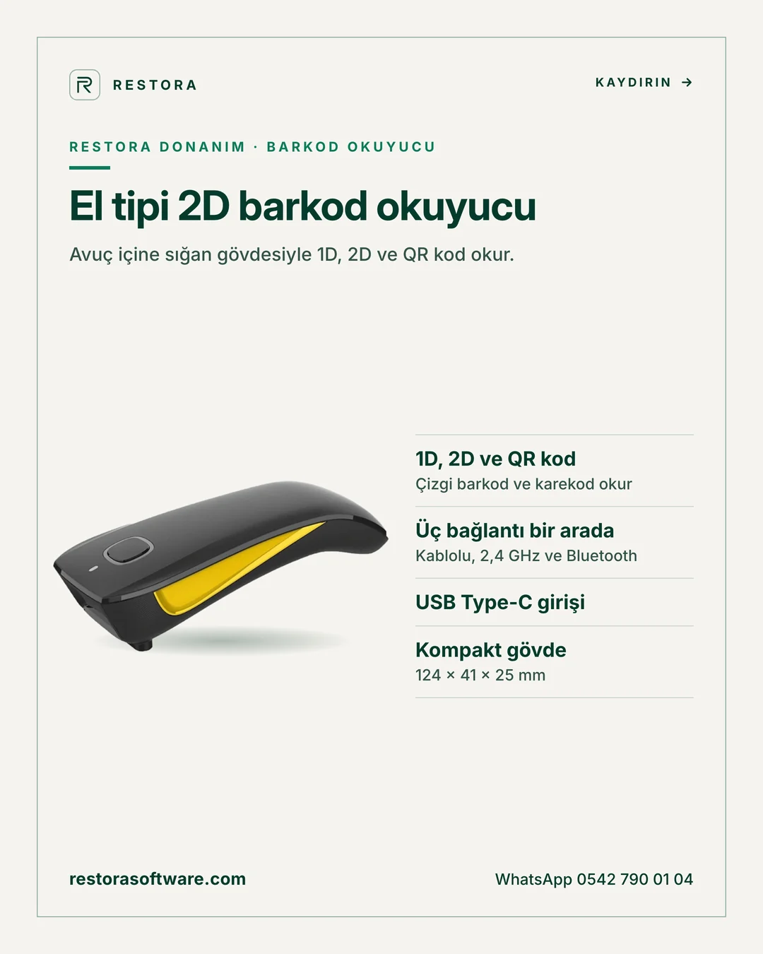 El tipi 2D barkod okuyucu: tanıtım