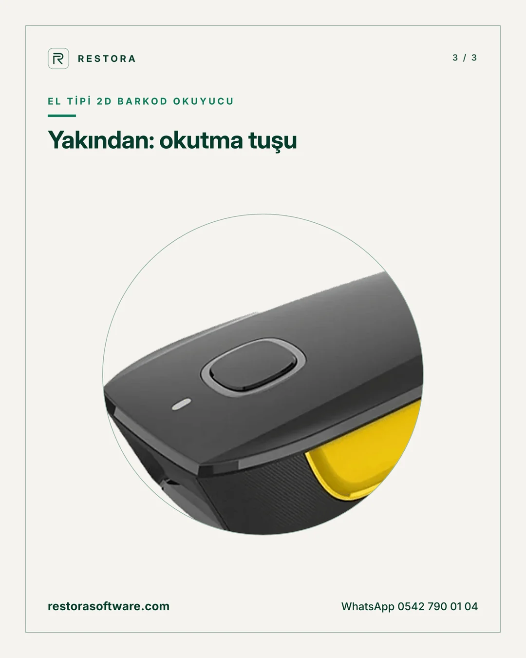 El tipi 2D barkod okuyucu: Yakından: okutma tuşu