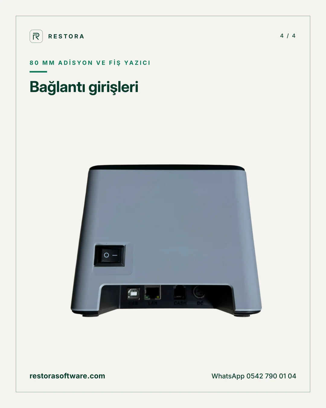 80 mm adisyon ve fiş yazıcı: Bağlantı girişleri