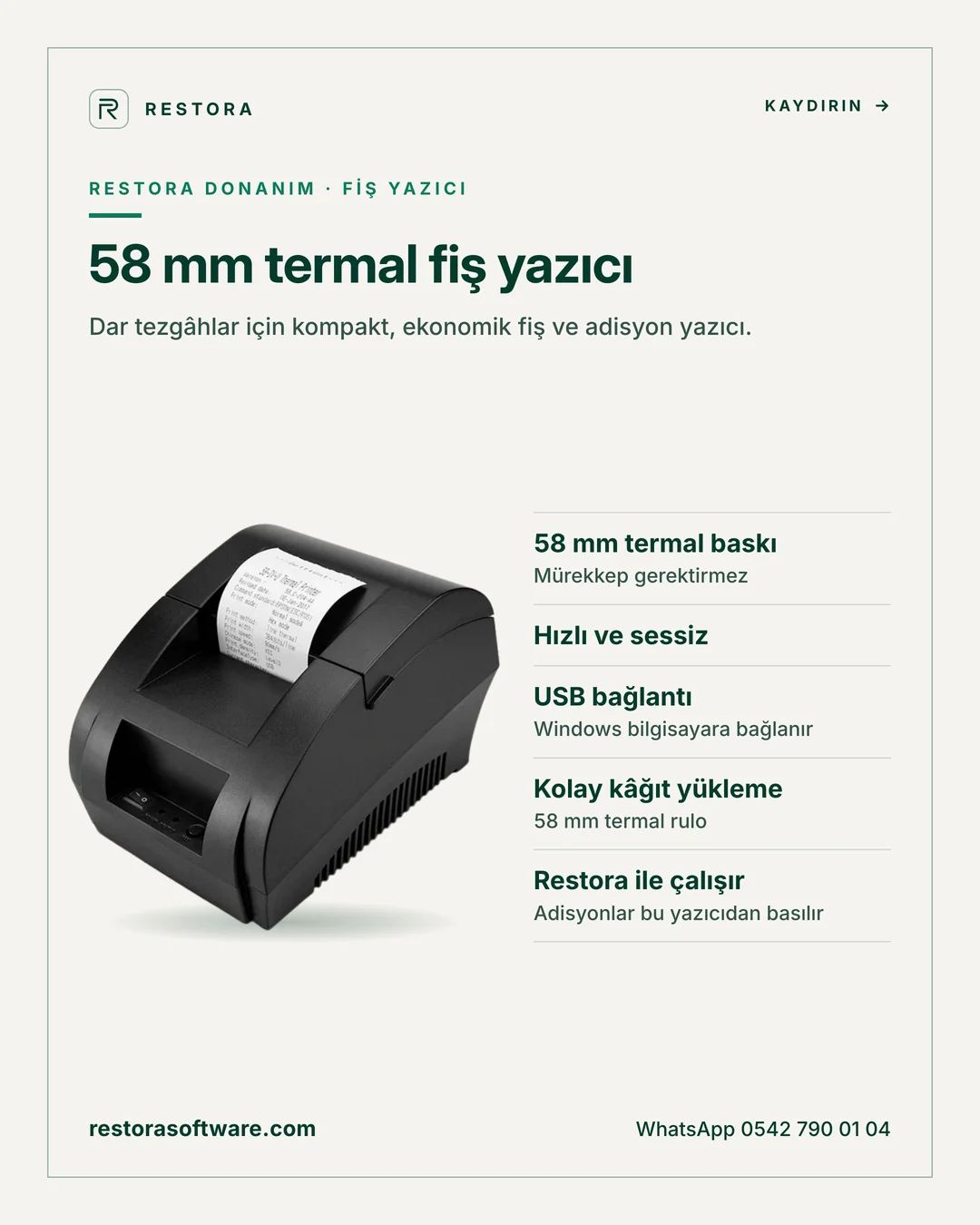 58 mm termal fiş yazıcı: tanıtım