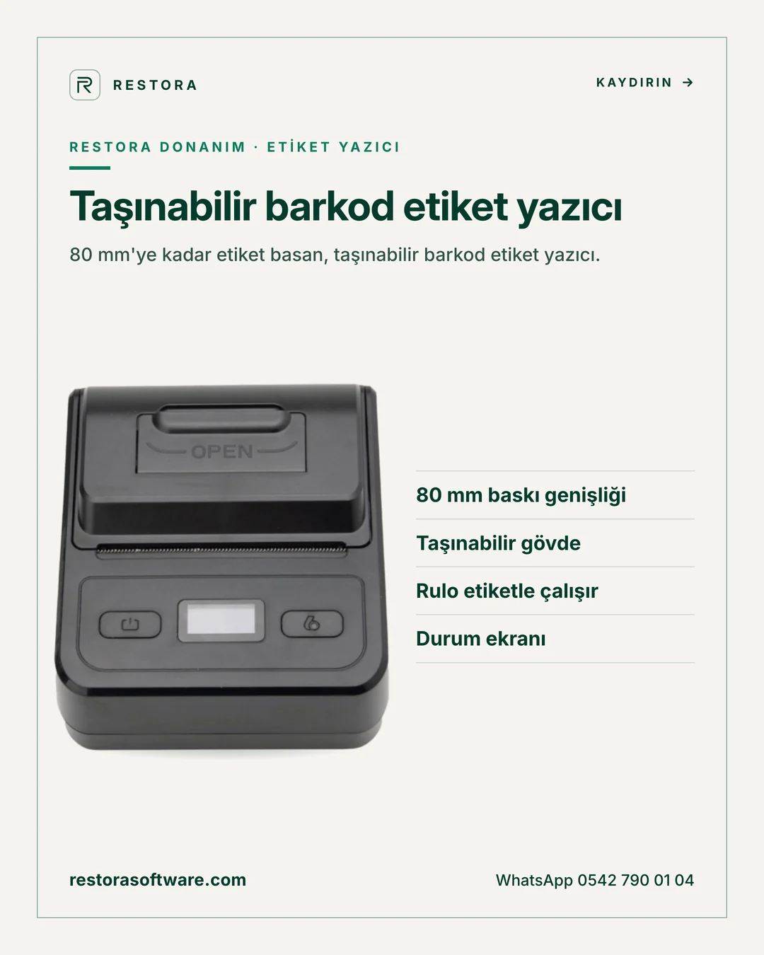 Taşınabilir barkod etiket yazıcı: tanıtım