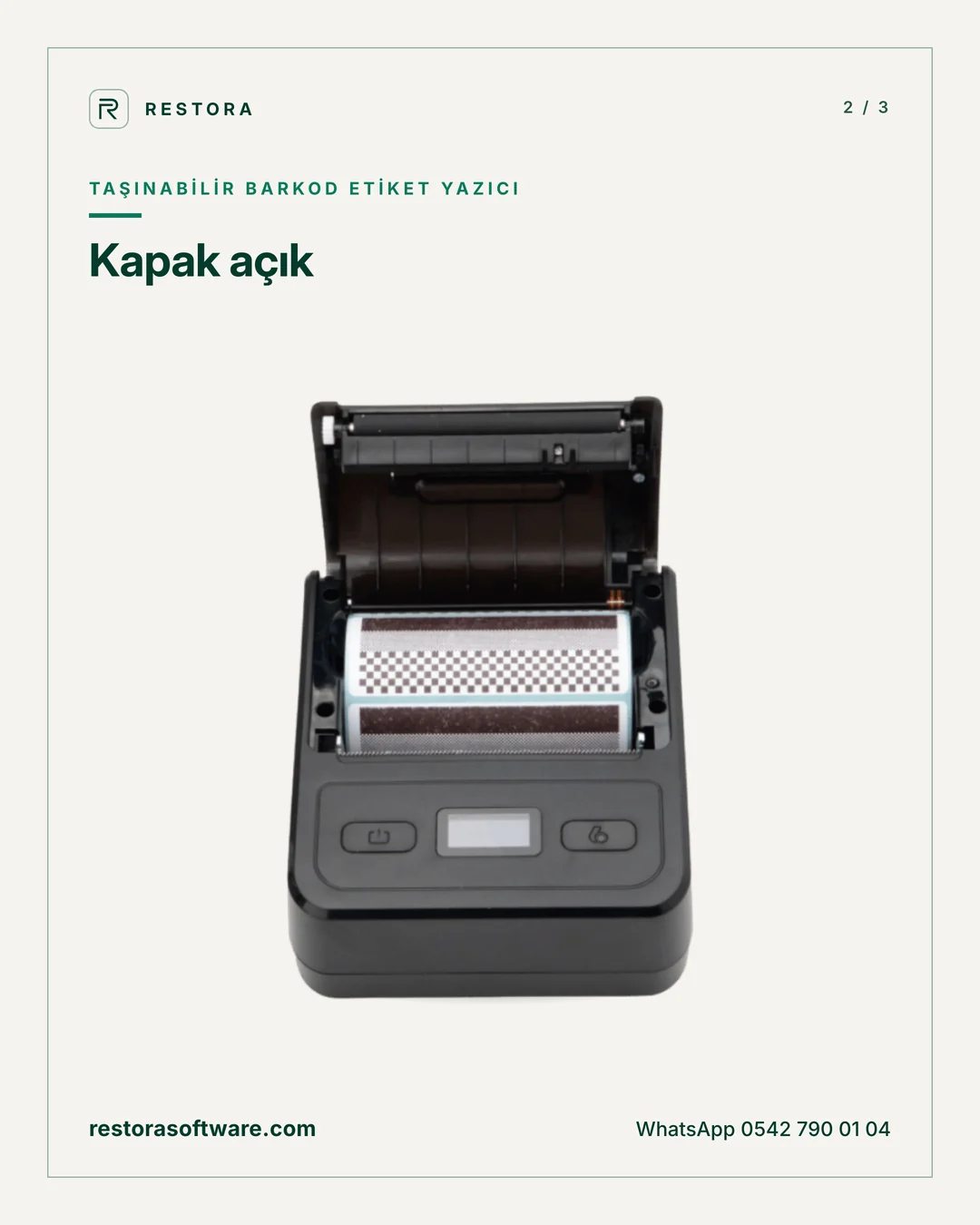 Taşınabilir barkod etiket yazıcı: Kapak açık