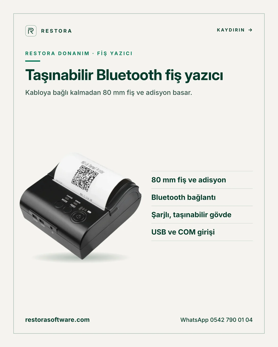 Taşınabilir Bluetooth fiş yazıcı: tanıtım