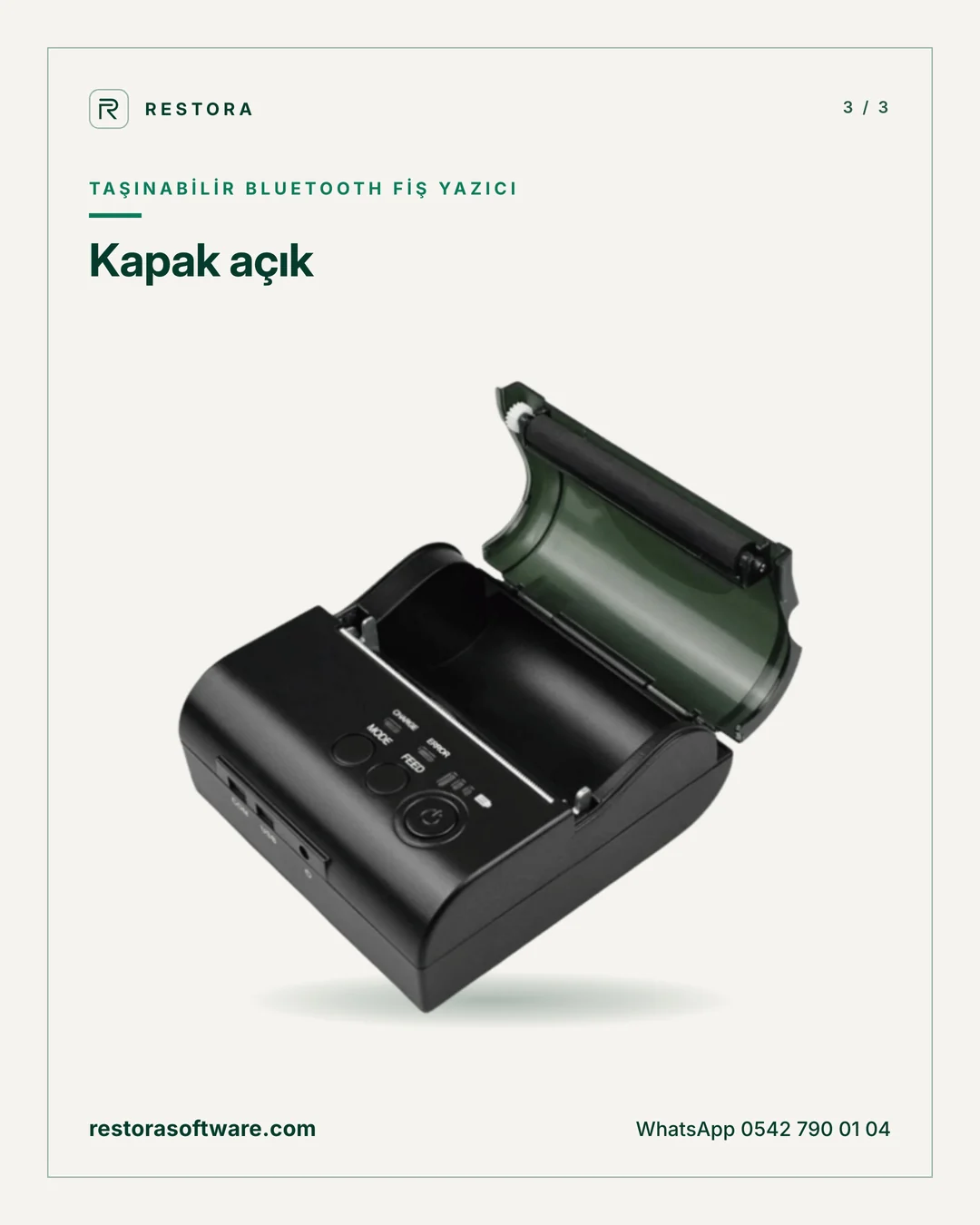 Taşınabilir Bluetooth fiş yazıcı: Kapak açık