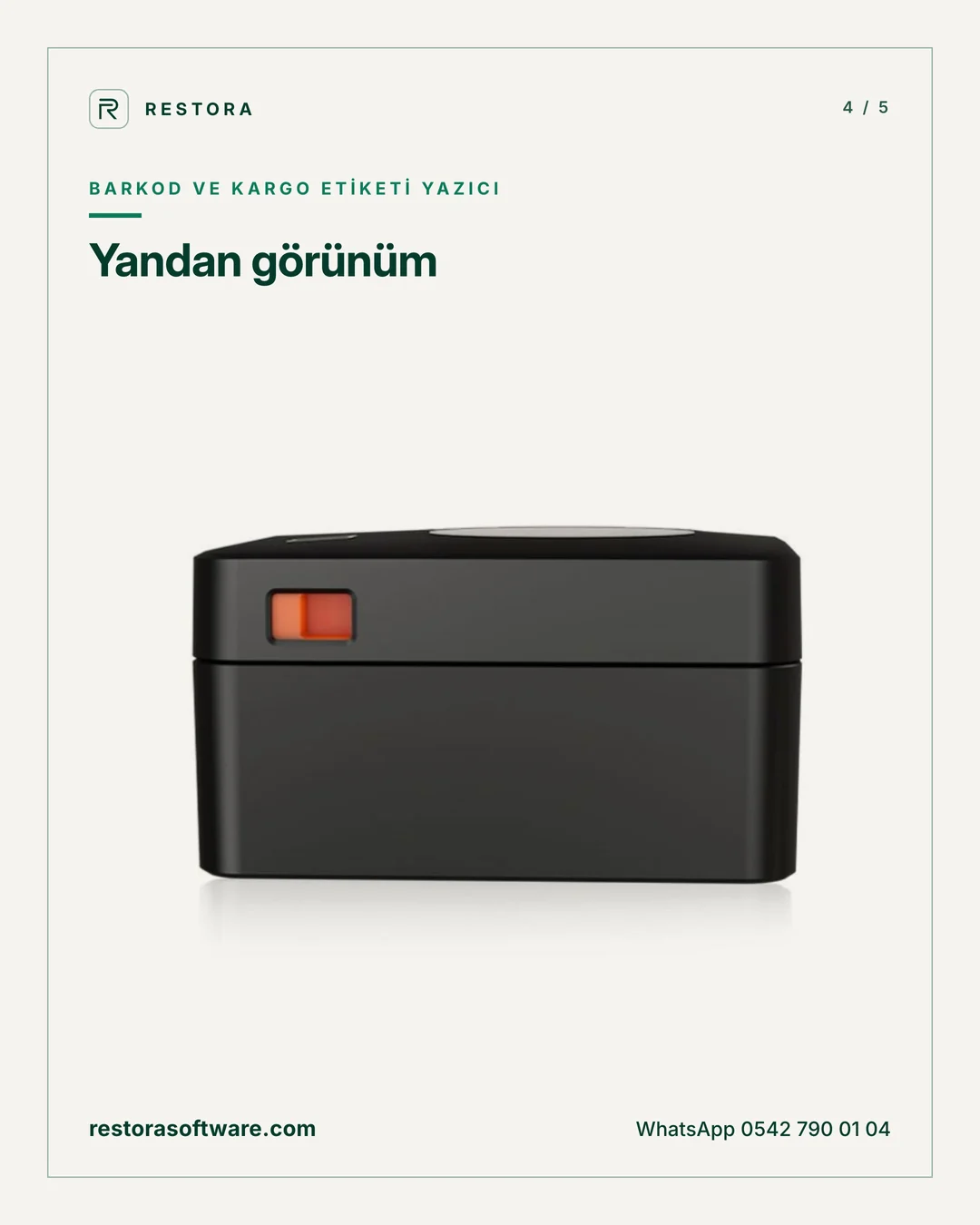 Barkod ve kargo etiketi yazıcı: Yandan görünüm