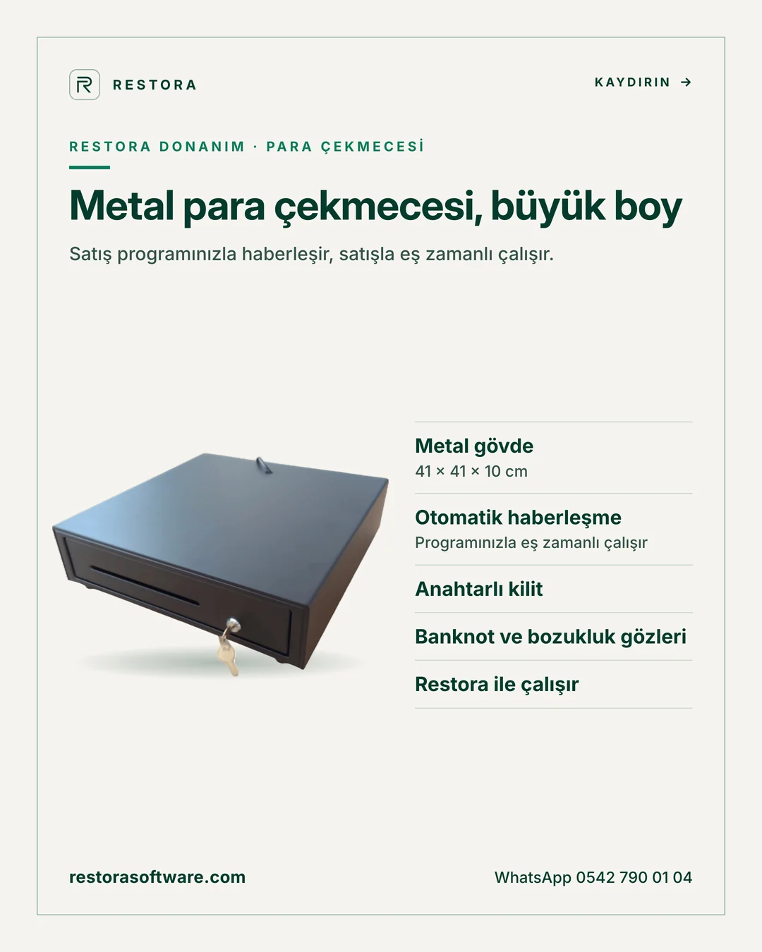 Metal para çekmecesi, büyük boy: tanıtım