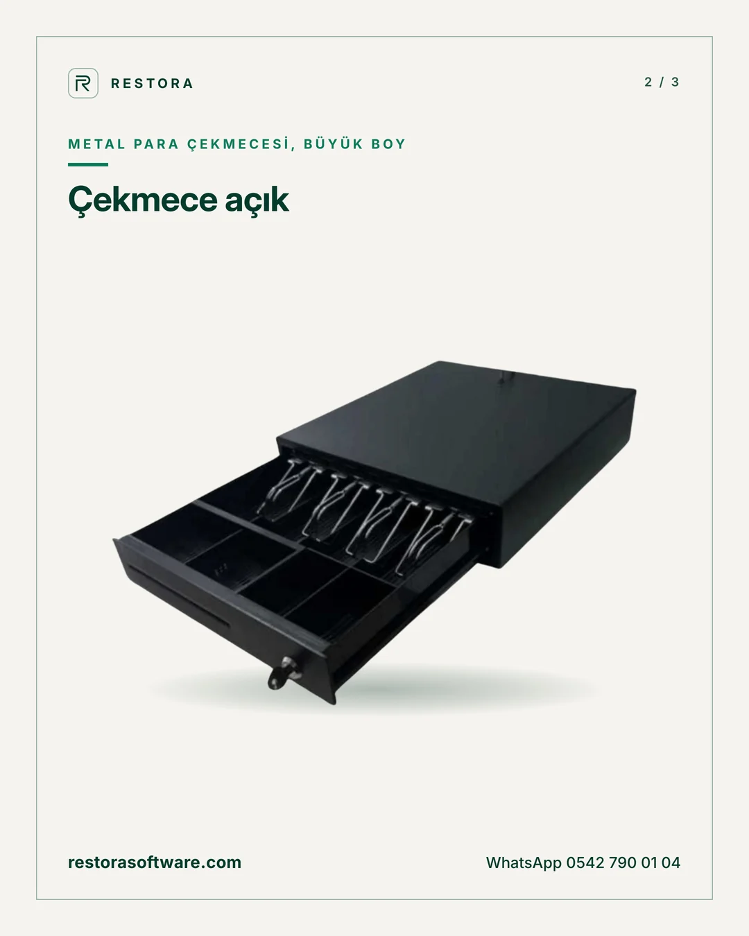Metal para çekmecesi, büyük boy: Çekmece açık