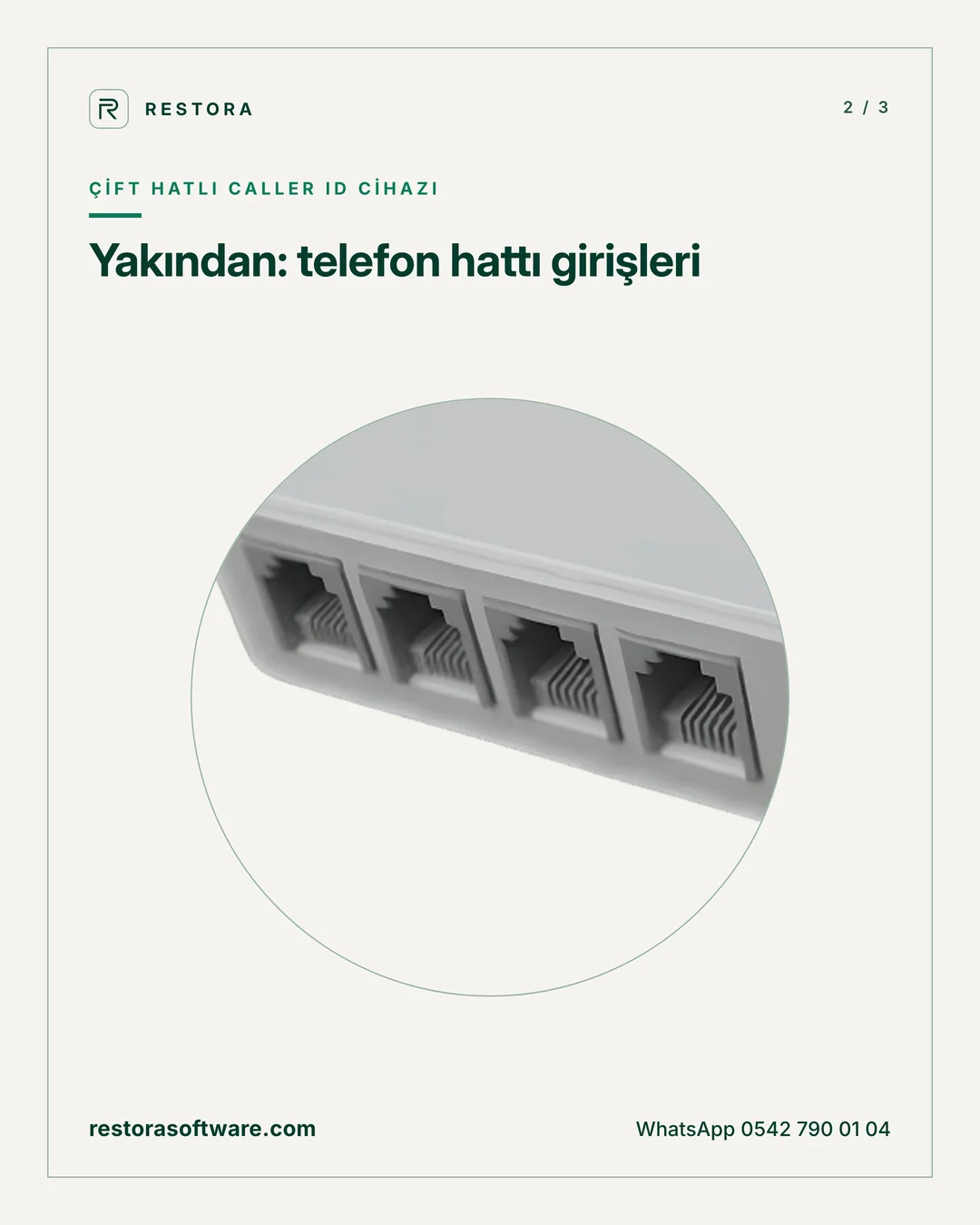 Çift hatlı Caller ID cihazı: Yakından: telefon hattı girişleri