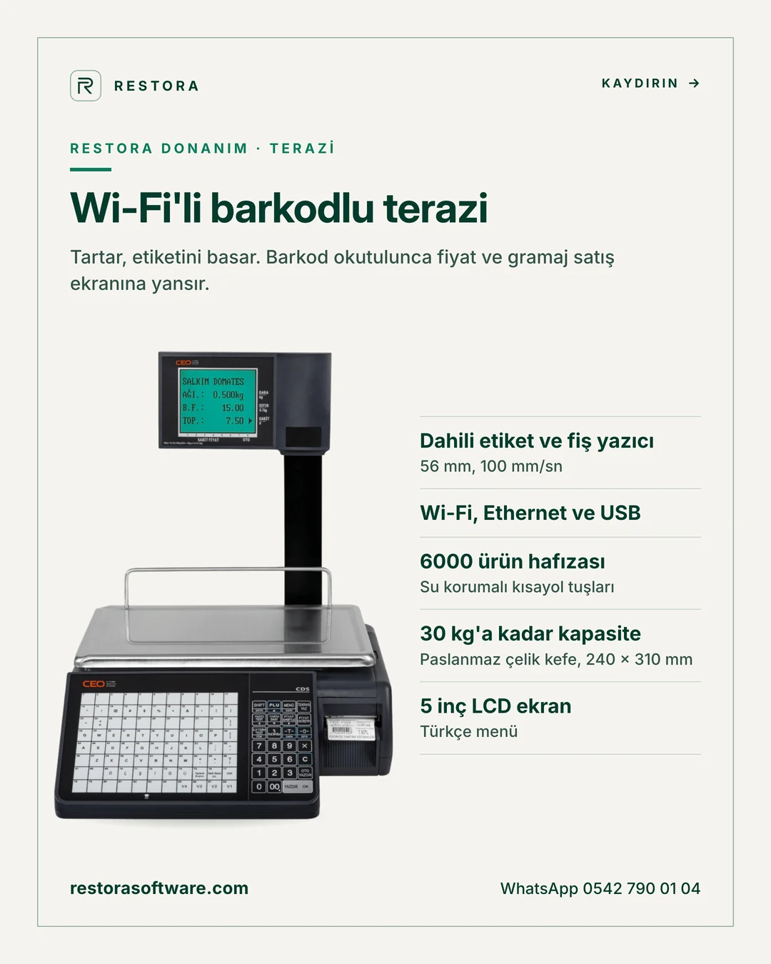 Wi-Fi'li barkodlu terazi: tanıtım