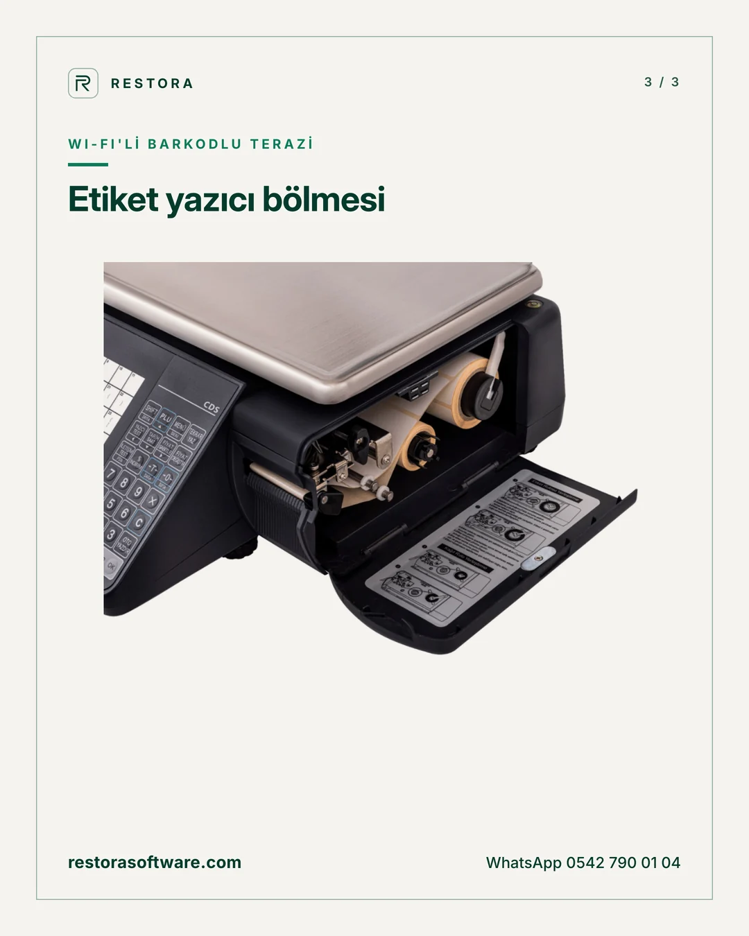 Wi-Fi'li barkodlu terazi: Etiket yazıcı bölmesi