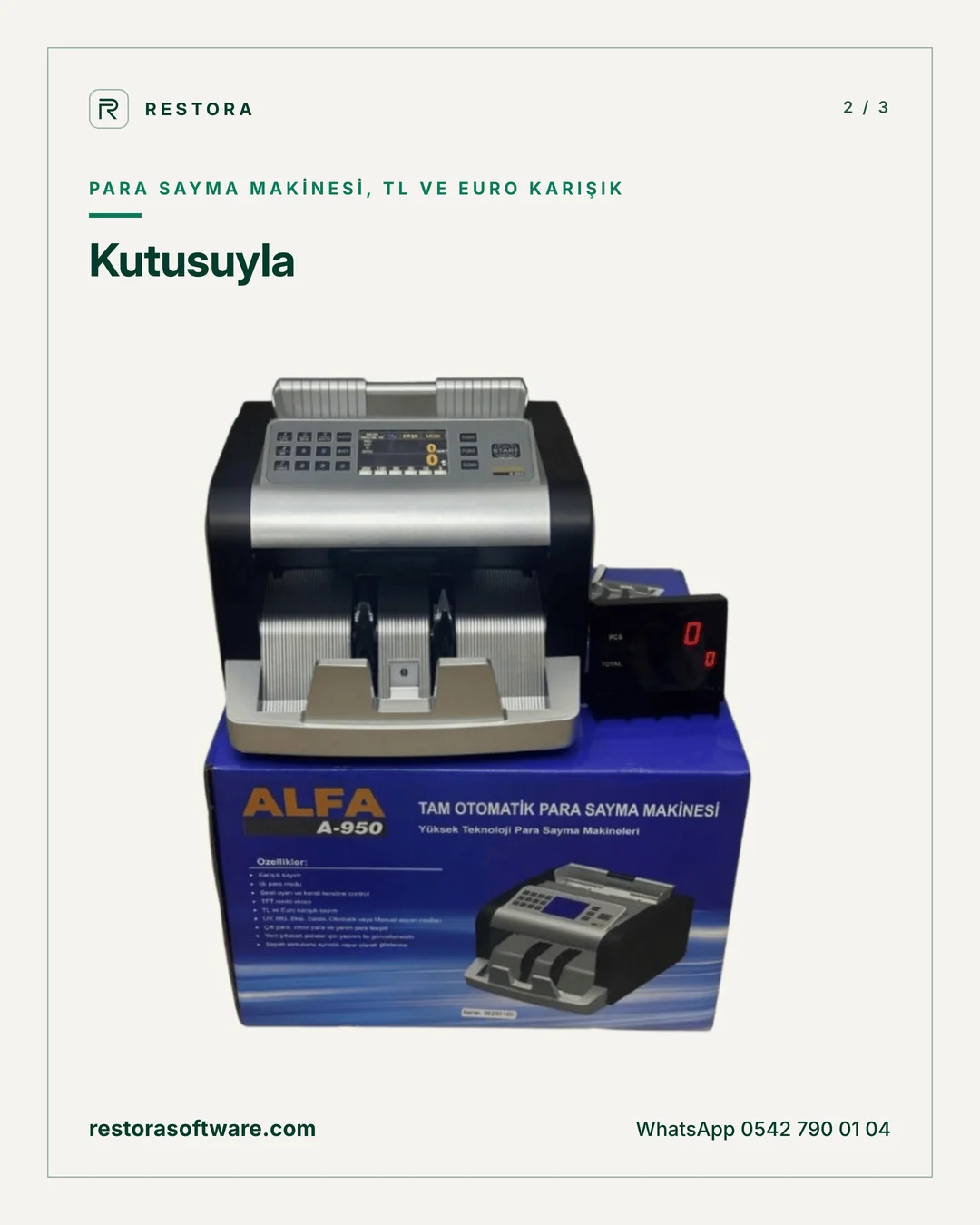 Para sayma makinesi, TL ve Euro karışık: Kutusuyla