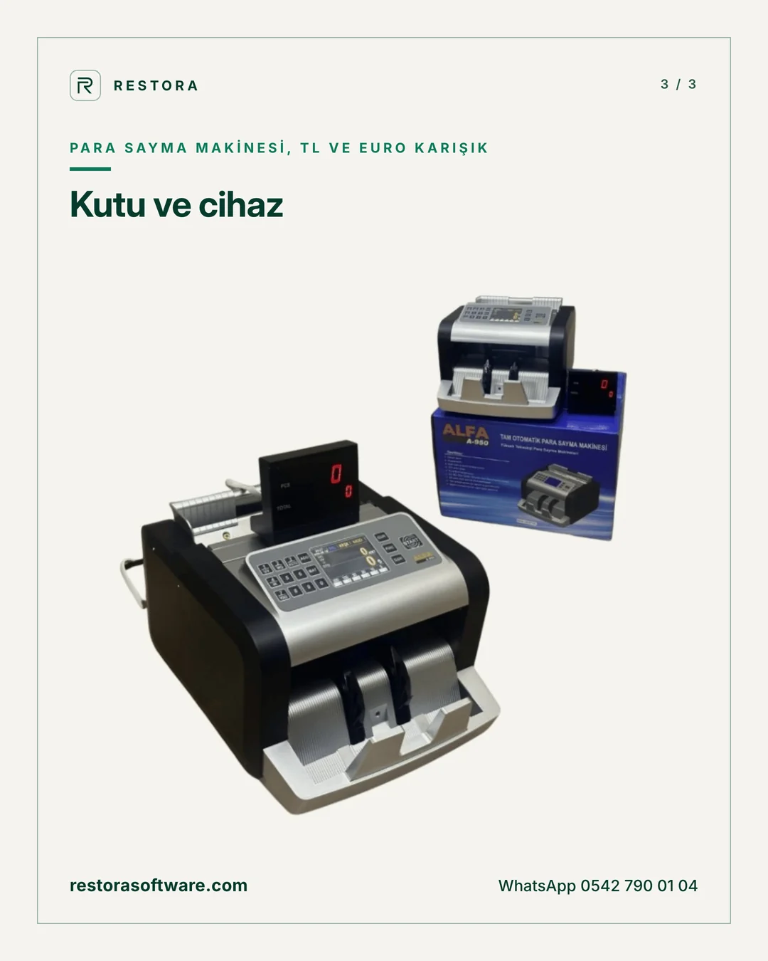 Para sayma makinesi, TL ve Euro karışık: Kutu ve cihaz