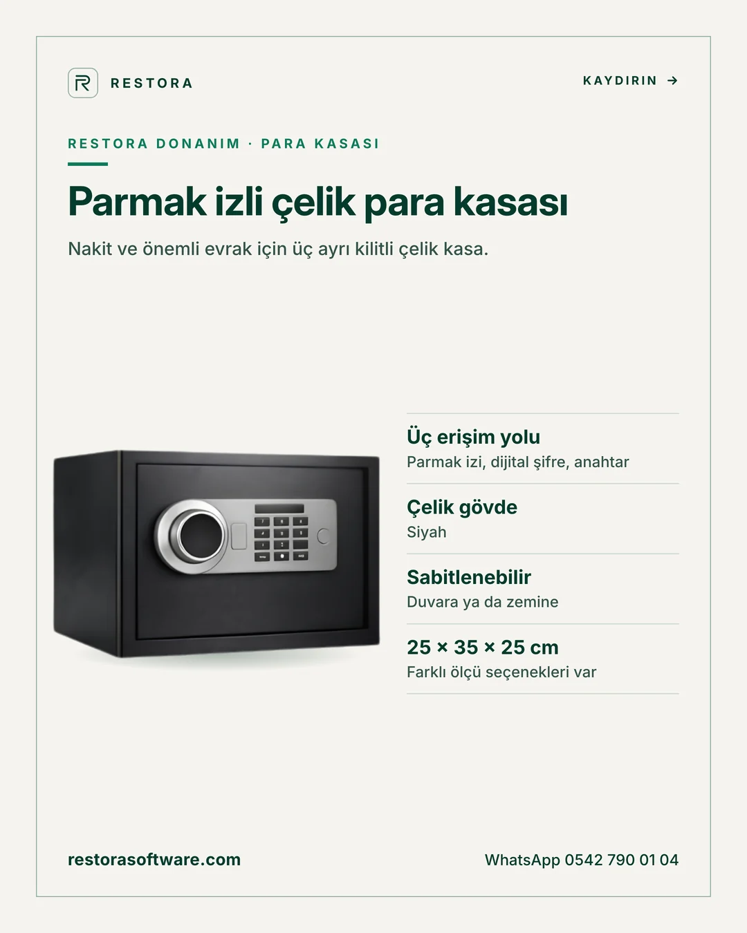 Parmak izli çelik para kasası: tanıtım