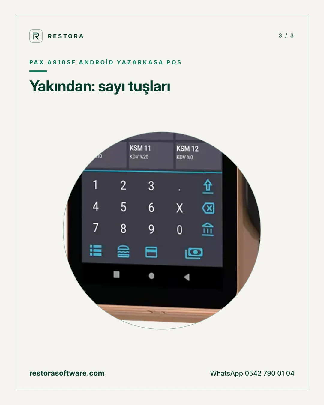 PAX A910SF Android yazarkasa POS: Yakından: sayı tuşları
